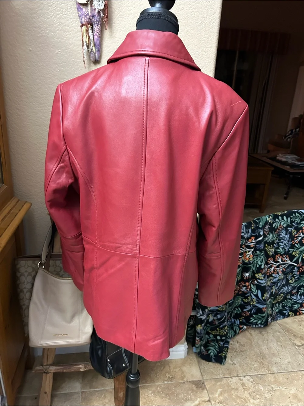 Liz Claiborne Genuine Leather Jacket Coral Pink XL